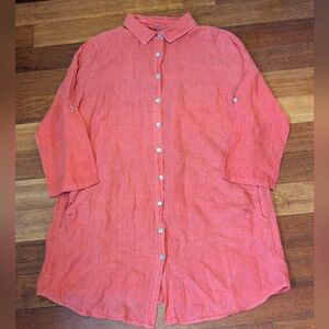 Meo Meli Italy Linen Shirt Dress Button-Up Linen Tunic Shirt